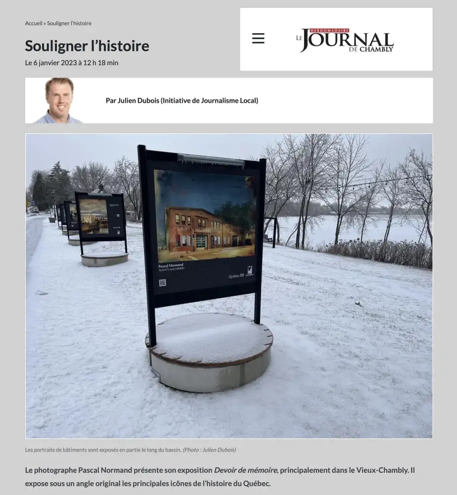article dans le journal de chambly 2023