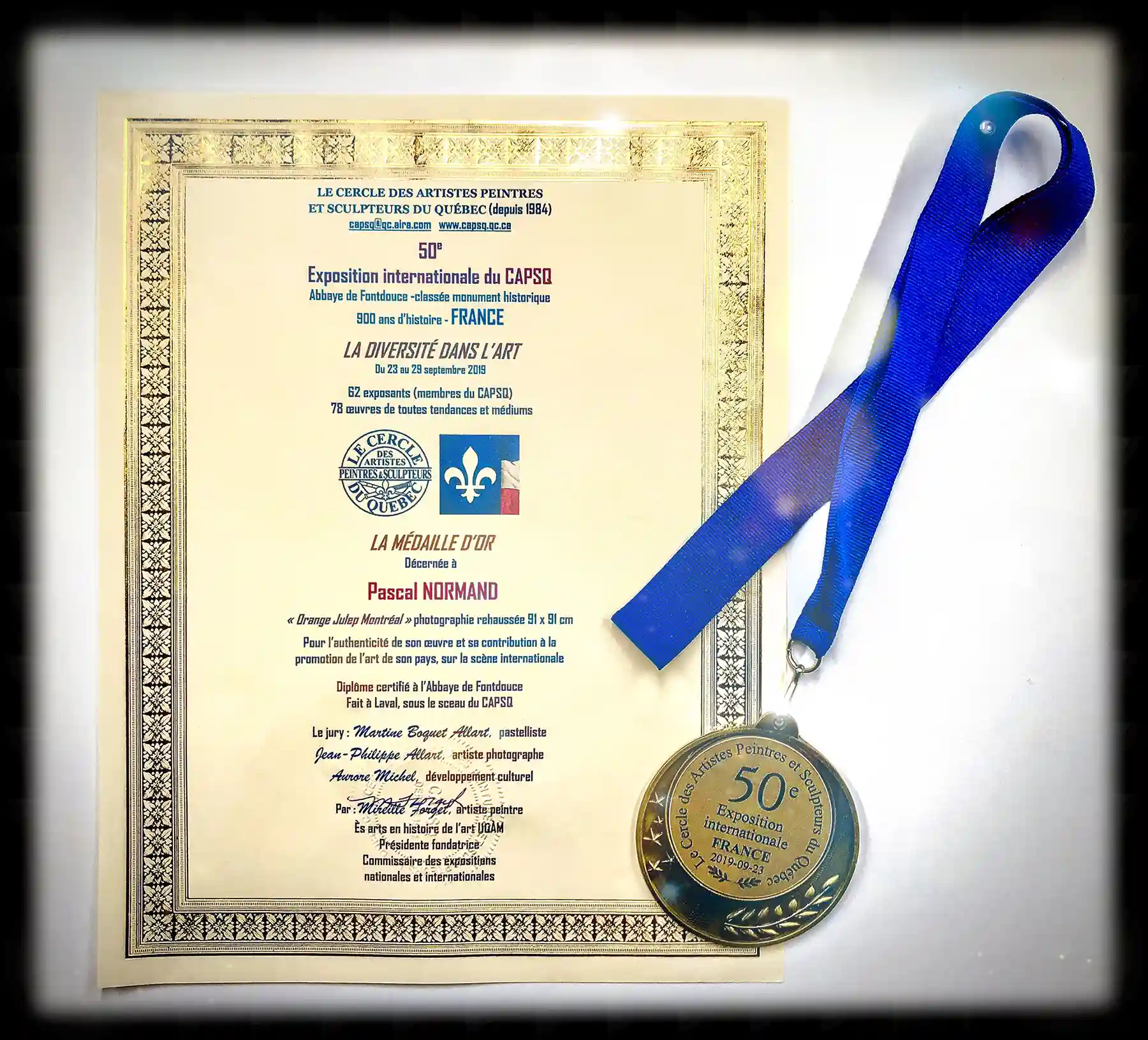 3e grand Prix et Médaille D'OR décernés à Pascal Normand - France 2019